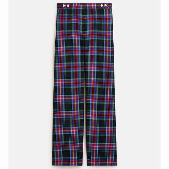 J. Crew Sydney Stewart Tartan Wool Blend Wide Leg Preppy Pants - Picture 2 of 7
